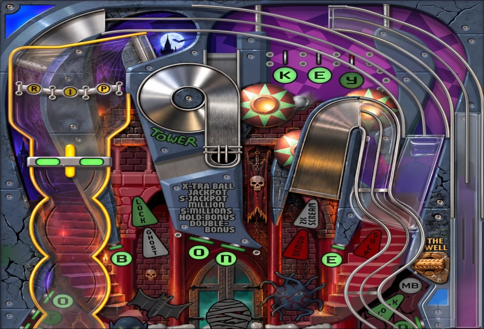 The Stones 'n' Bones pinball table in Pinball Fantasies, with the remastered HD artwork